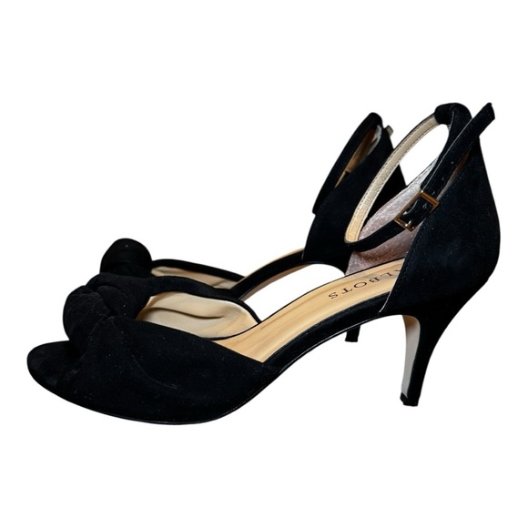 Talbots Lakia Black Suede Ankle Strap Sandals 8.5 | Knotted Heels - Picture 6 of 8